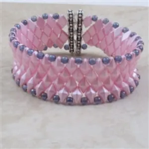 Pink Beaded Cuff Bracelet