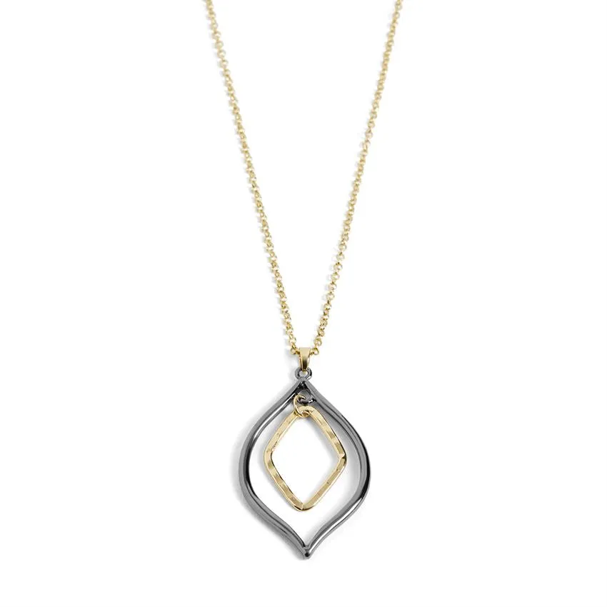 Pointed Teardrop Dangle Necklace