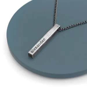 Pure Essence Greetings Personalised Men's Solid Bar Brushed Gunmetal Necklace (Grey)