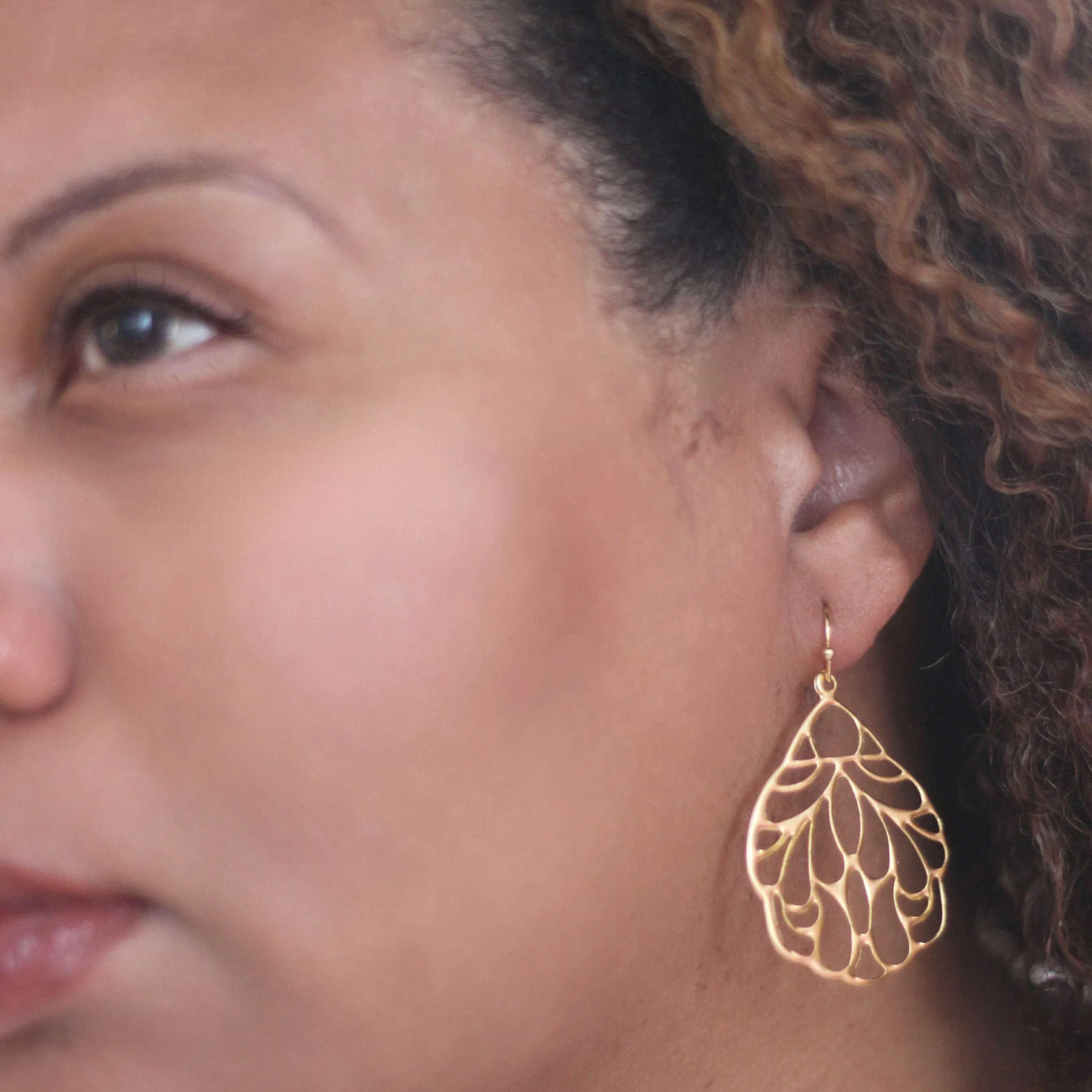 "L'Or" Matte Gold Filigree Wing Earrings