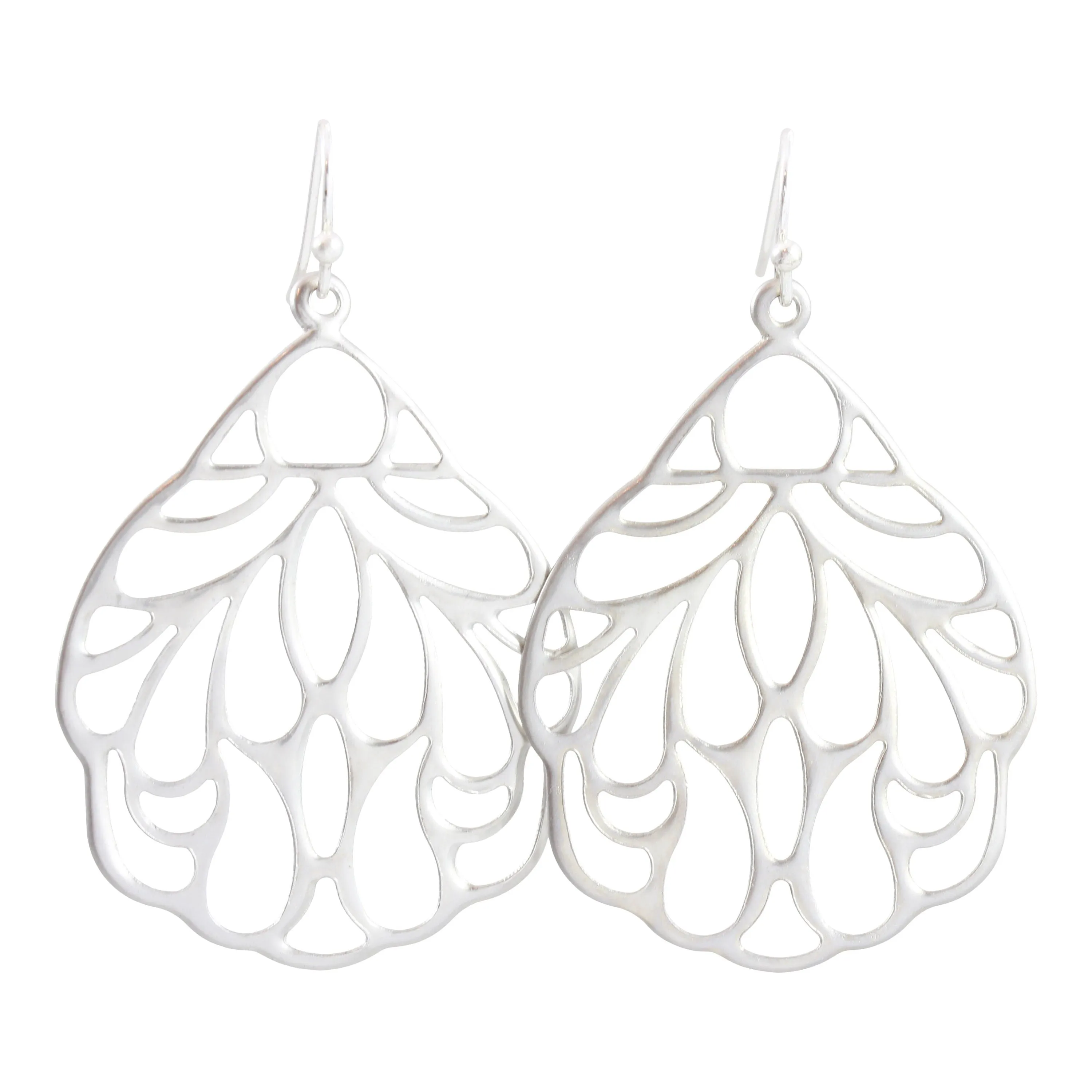 "L'Or" Matte Silver Filigree Wing Earrings