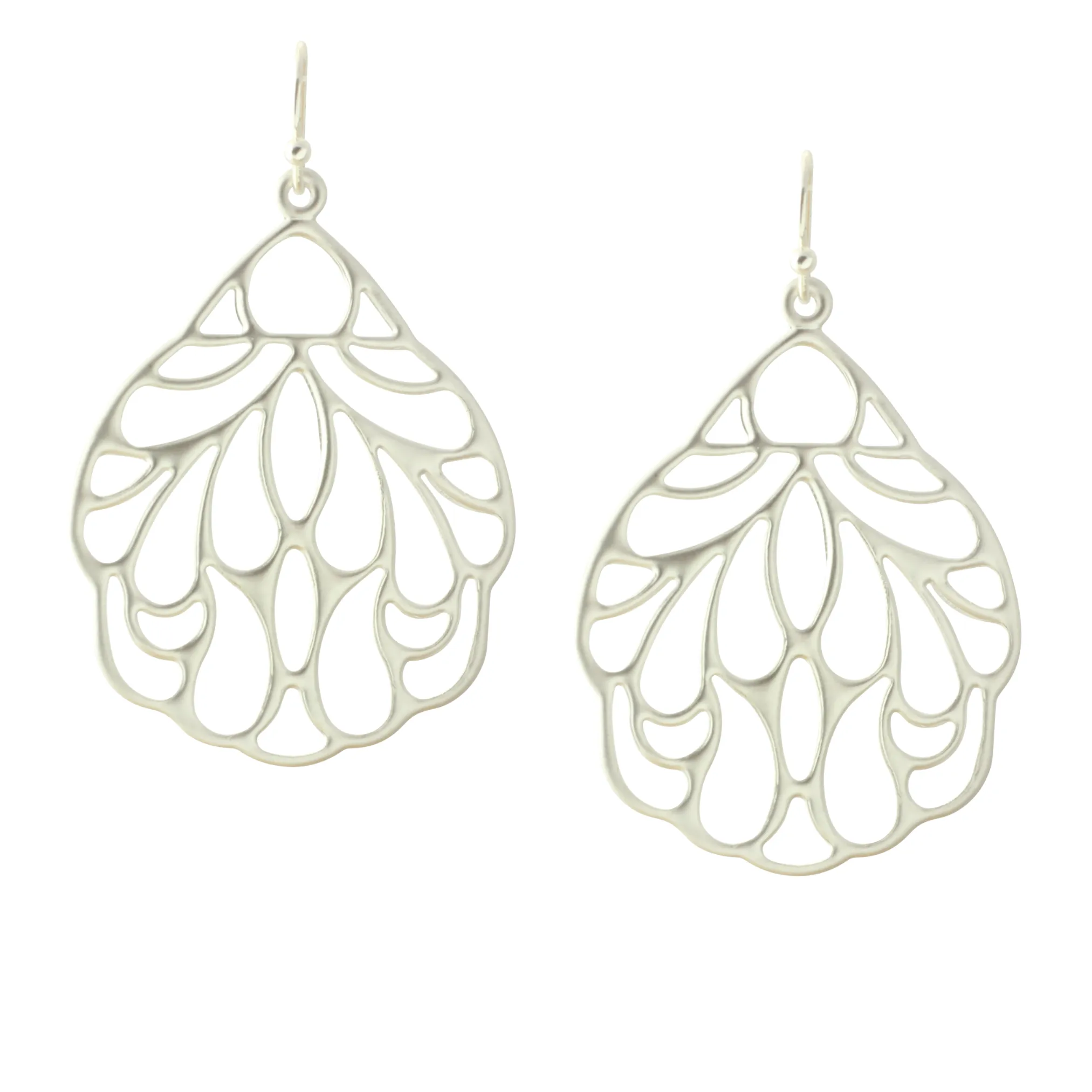 "L'Or" Matte Silver Filigree Wing Earrings