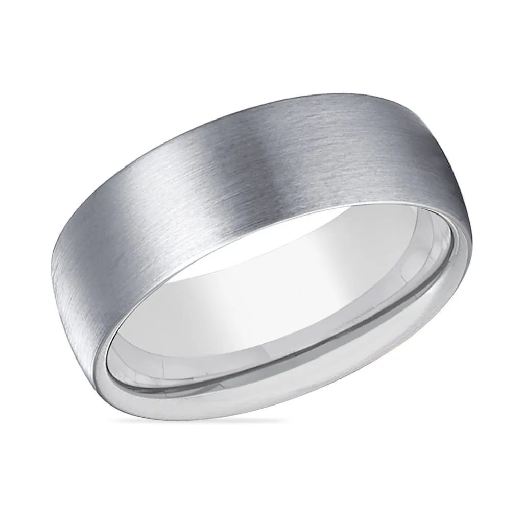 RAIDEN | Silver Ring, Silver Tungsten Ring, Brushed, Domed