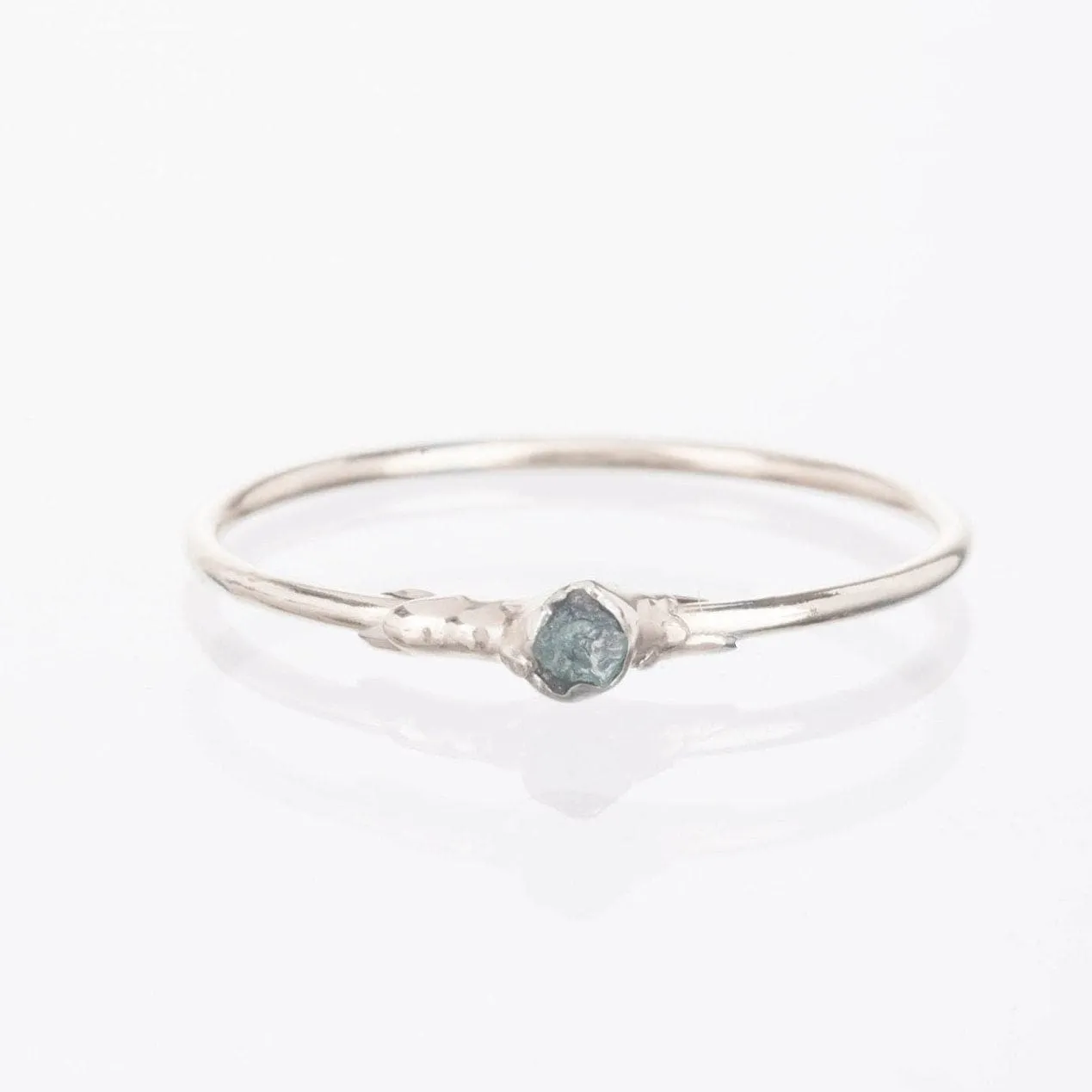 Raw Blue Diamond Ring in Sterling Silver