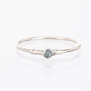 Raw Blue Diamond Ring in Sterling Silver