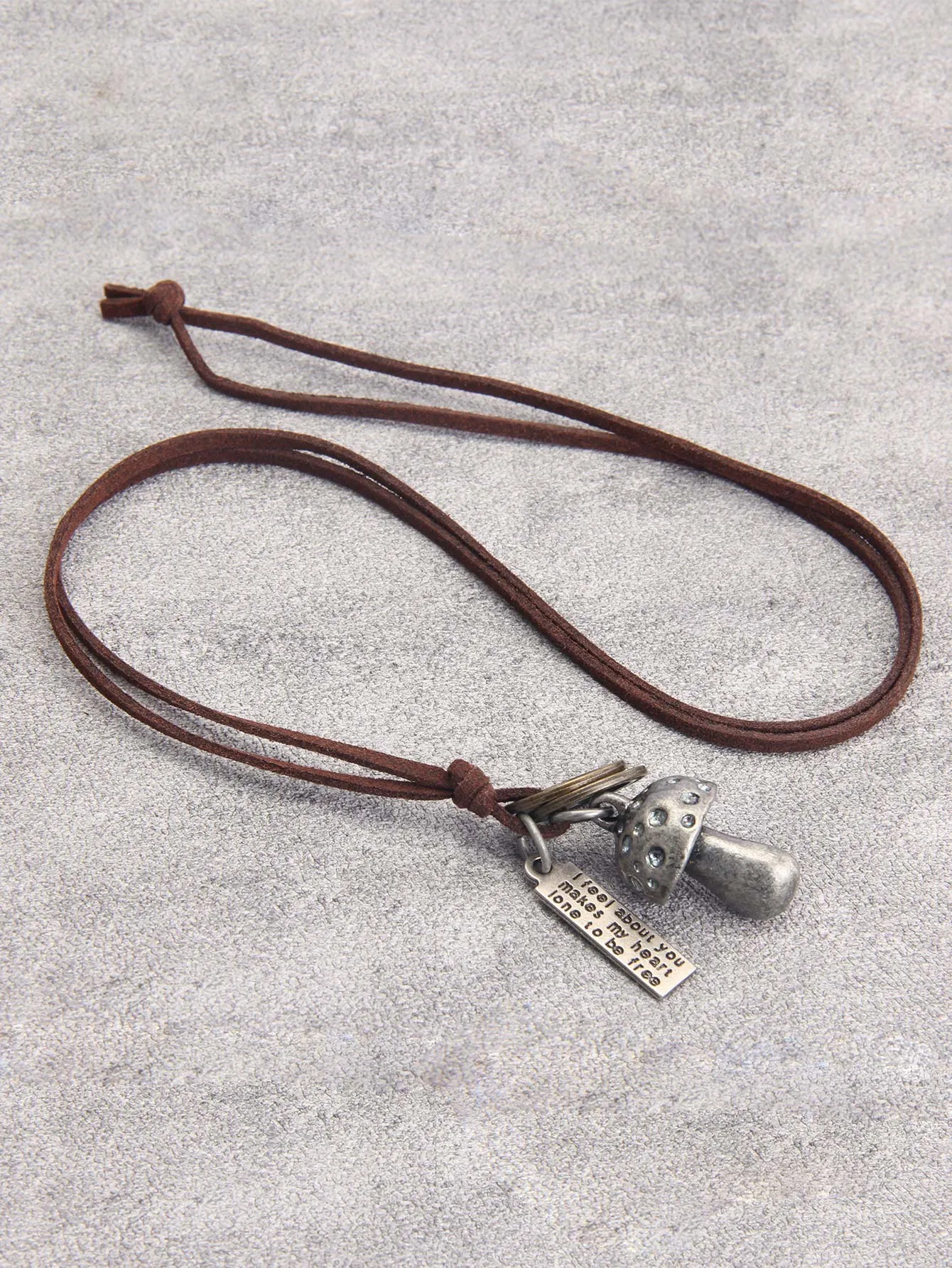 Rectangle & Mushroom Charm Necklace for Men Jewelry for Men Gift for Men Fashion