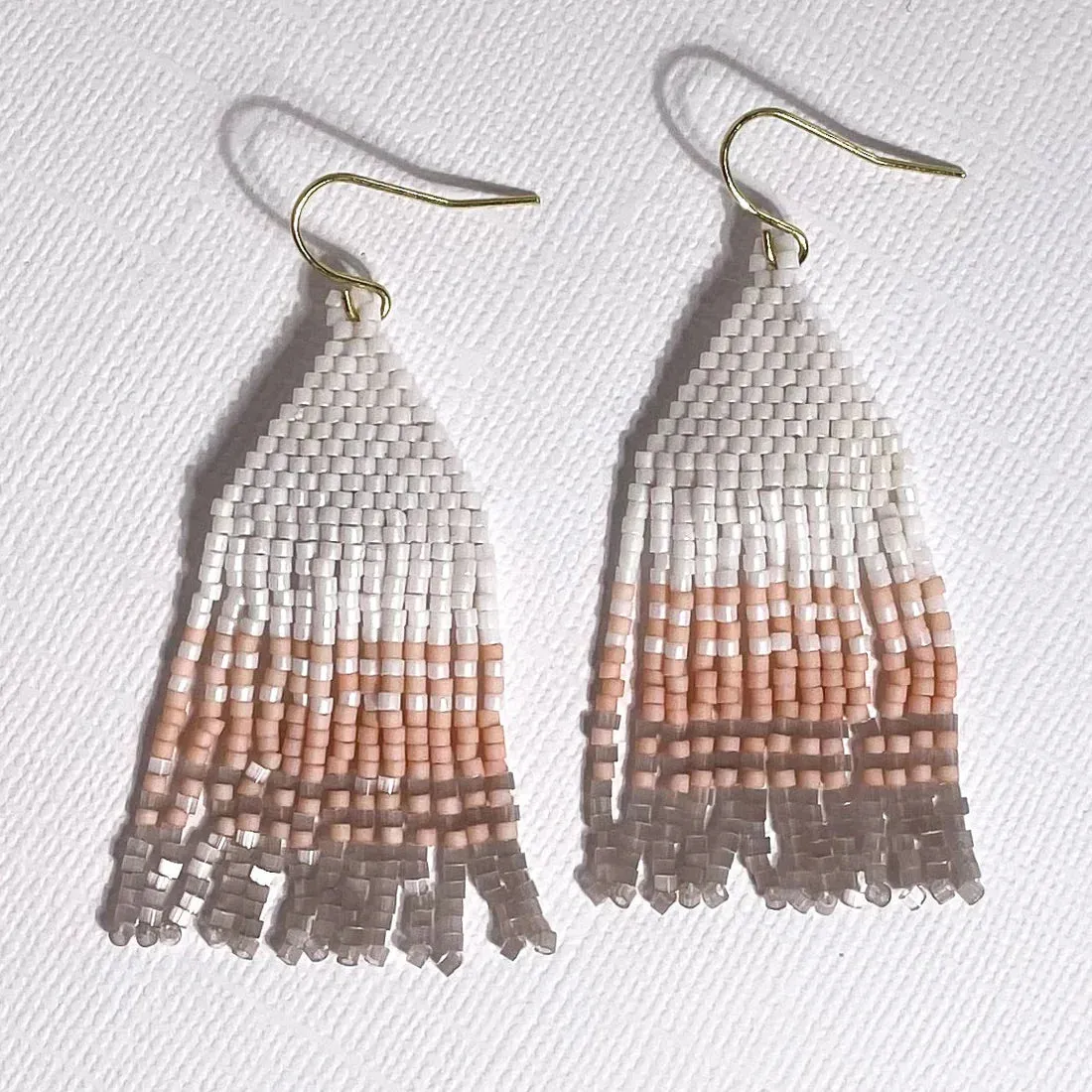 Regine Pink & Grey Fringe Earrings