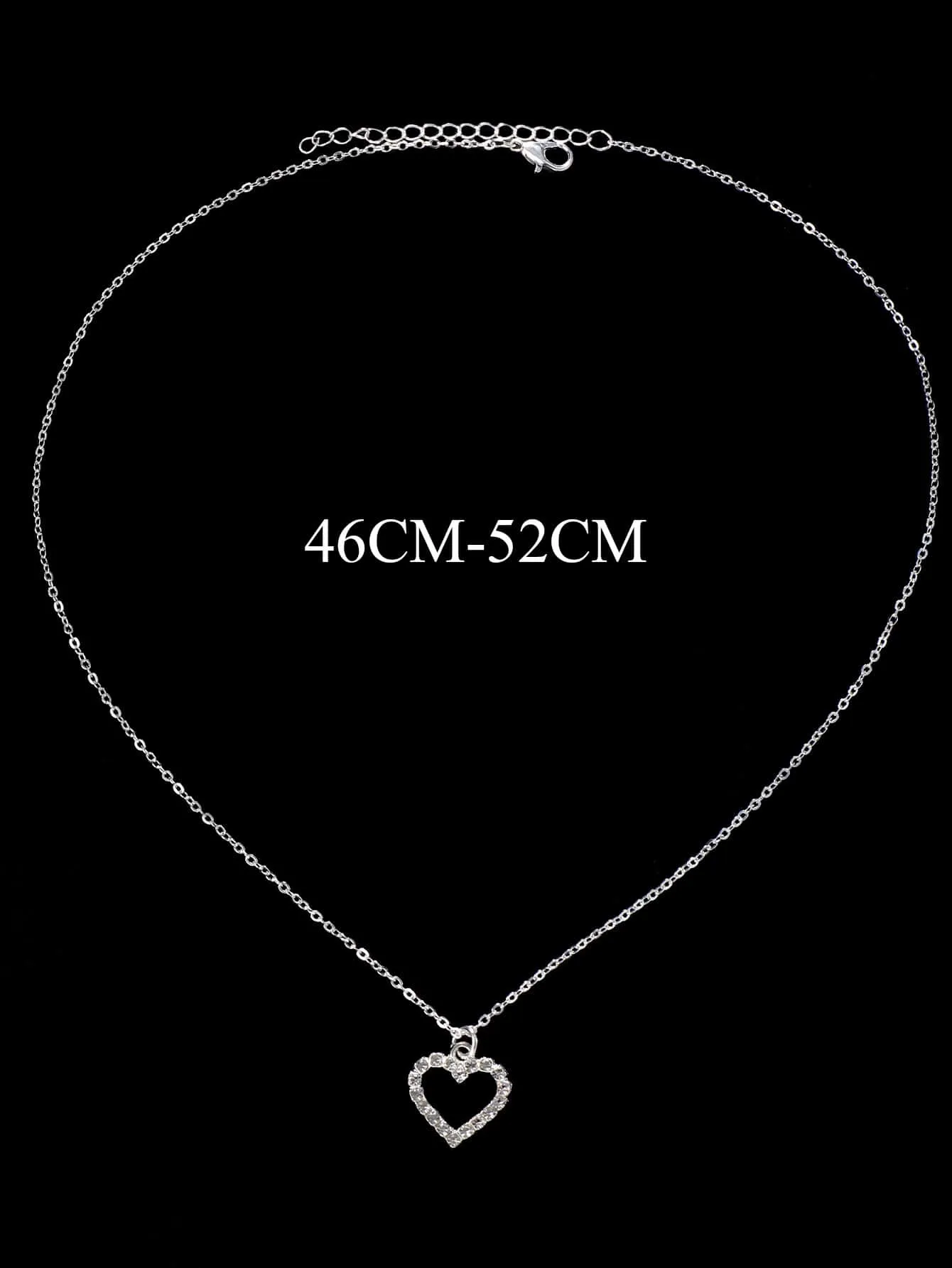 Rhinestone Design Heart Charm Necklace Jewelry for Women Gift for Her Necklace