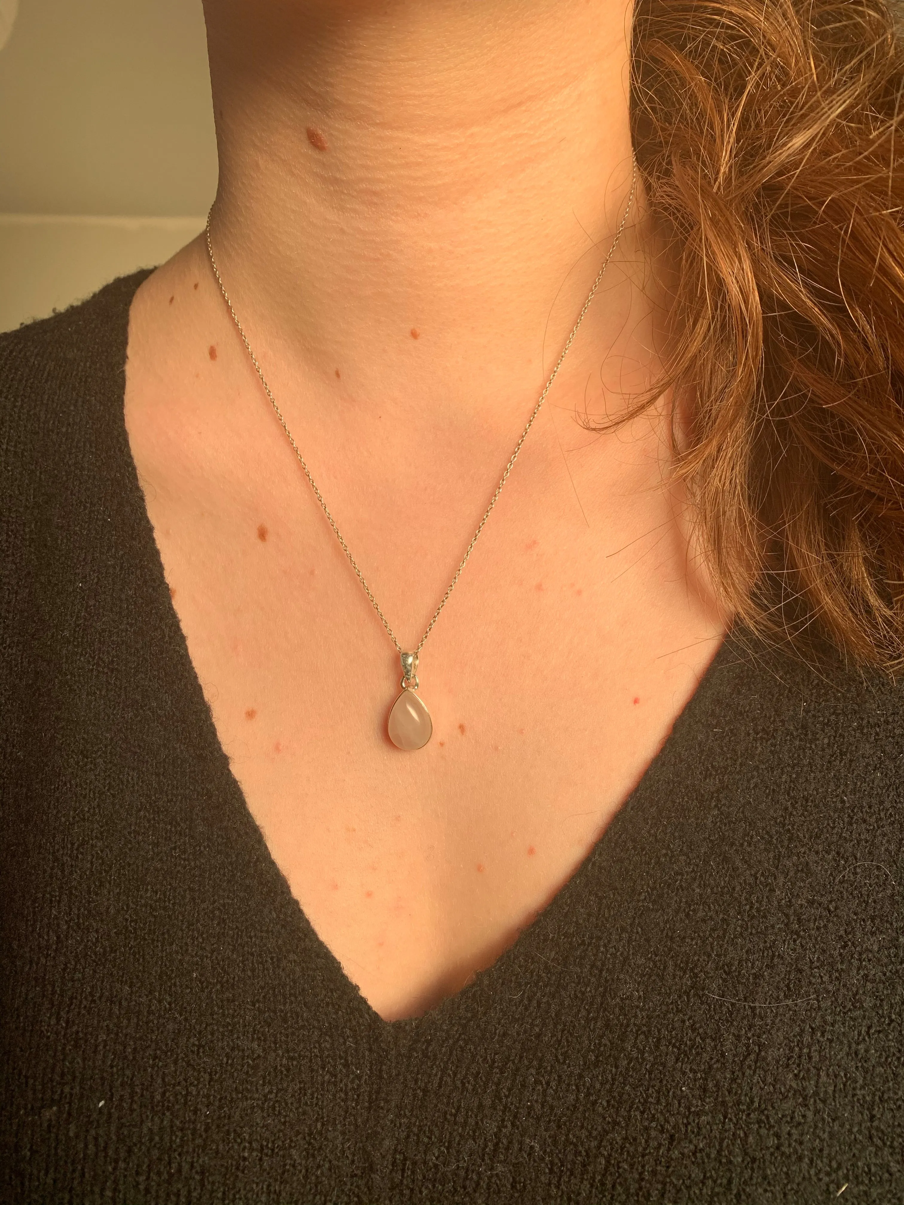 Rose Quartz Akoni Pendant - XSmall Teardrop