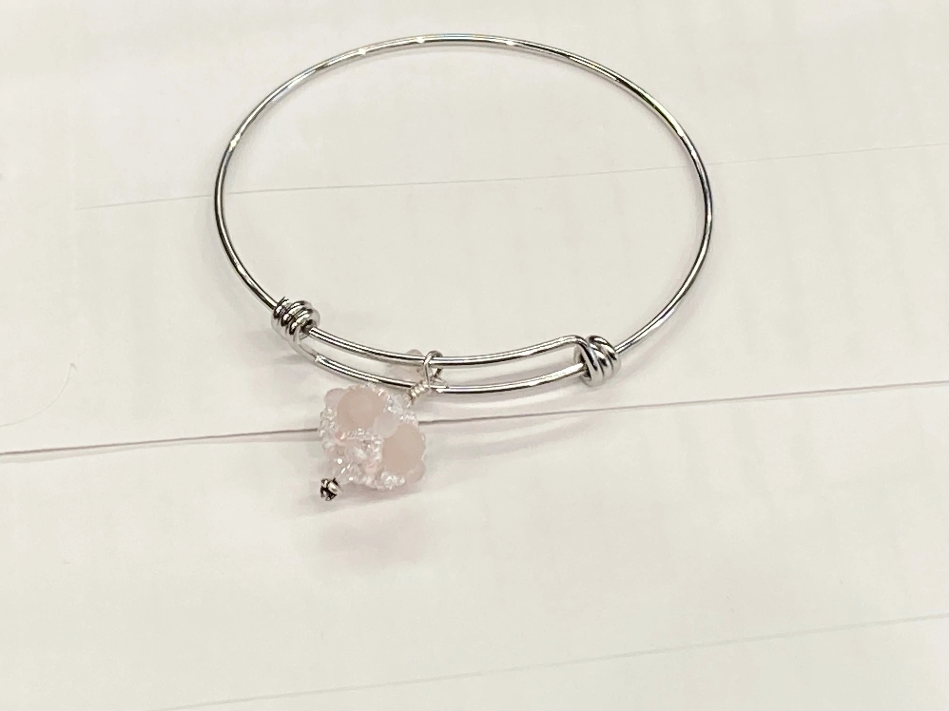 Rose Quartz Expandable Steel Bracelet