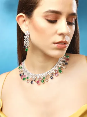 Rubans Multi color Zircon Studded Jewellery Set