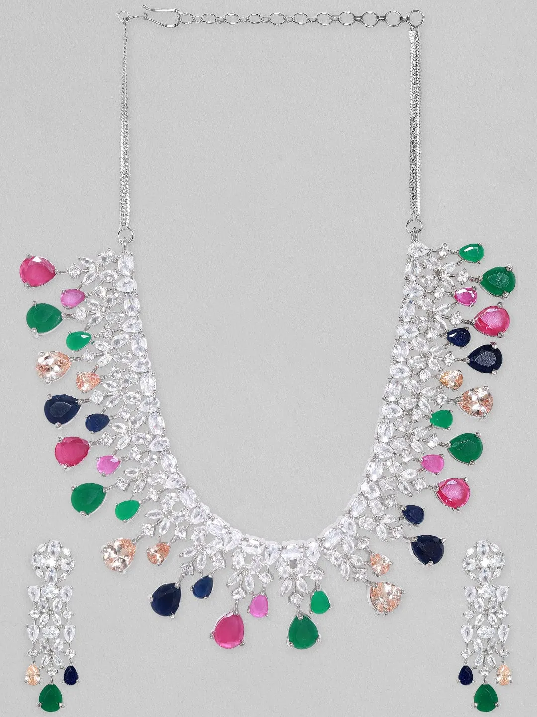 Rubans Multi color Zircon Studded Jewellery Set