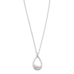 Scattered Stone Teardrop Necklace - Silver