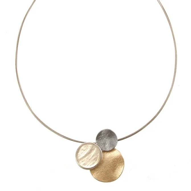 Silver and Gold Triple Circle Necklace