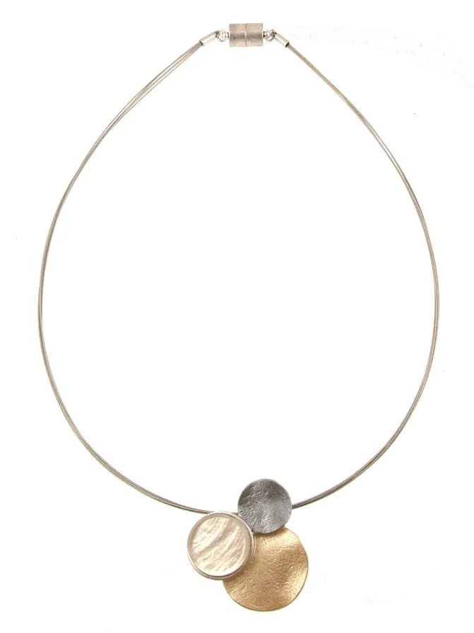 Silver and Gold Triple Circle Necklace