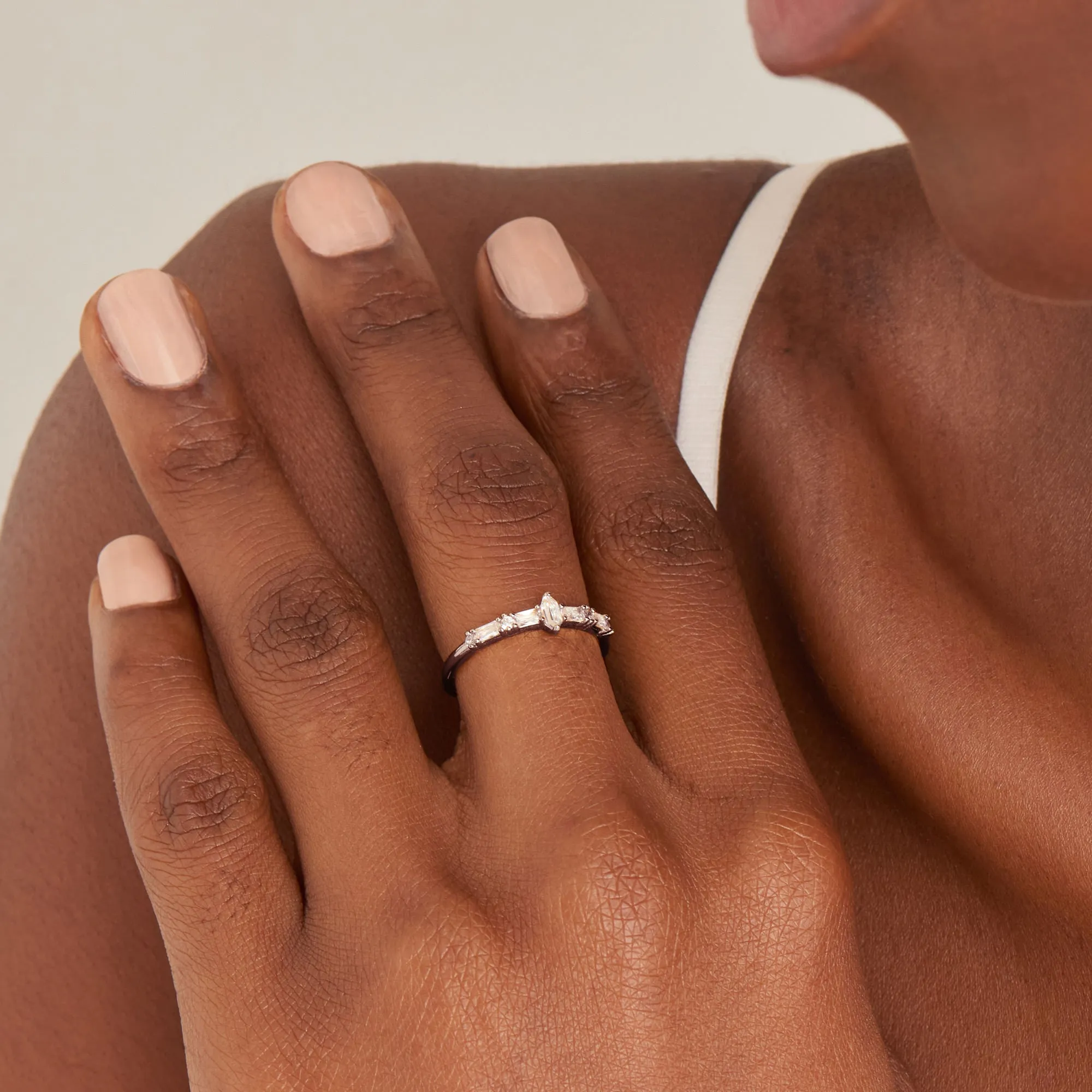 Silver Sparkle Multi Stone Band Ring