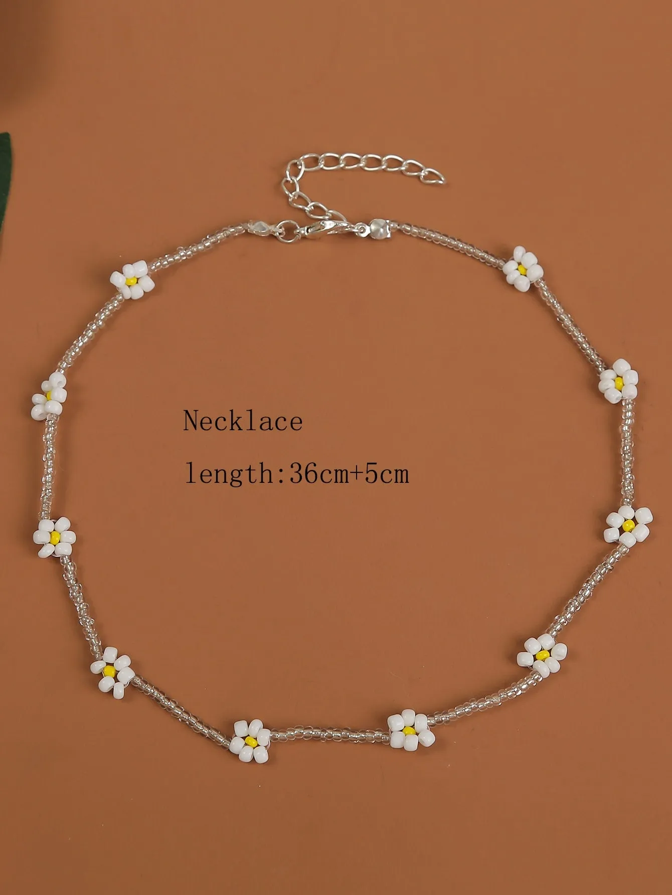 Simple Beaded Necklace with Flower Decor for Women Girls Accessories Jewelry