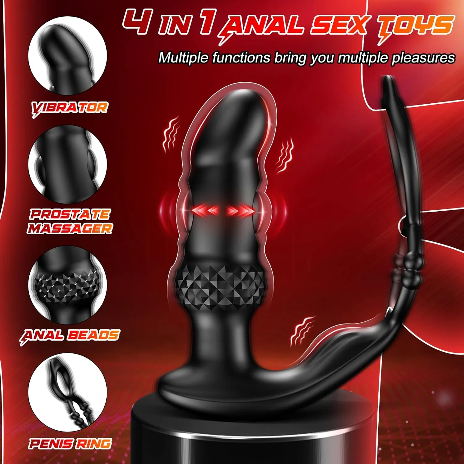 Sleek Dual Motor Prostate Massager with Double Cock Ring