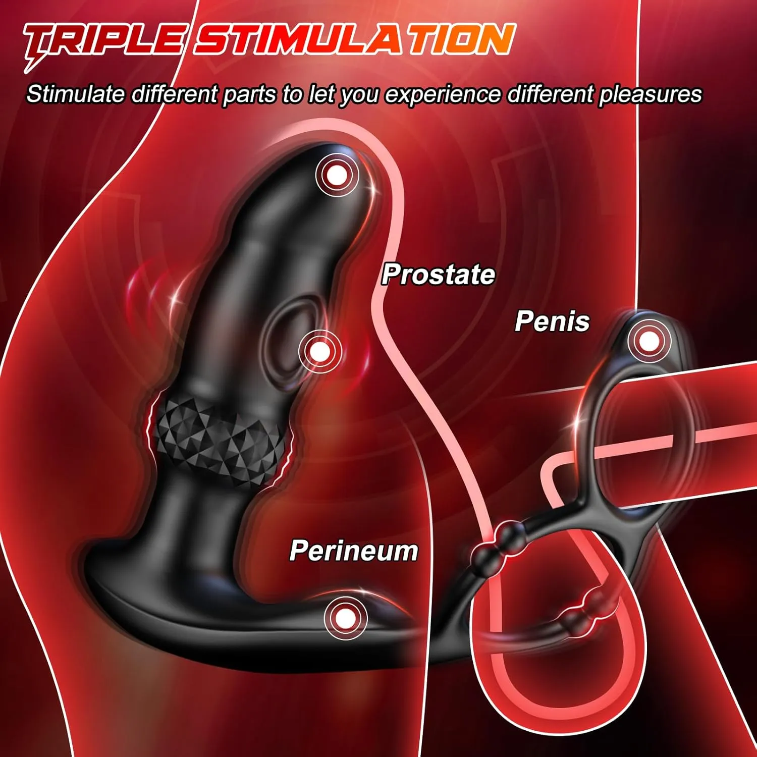 Sleek Dual Motor Prostate Massager with Double Cock Ring