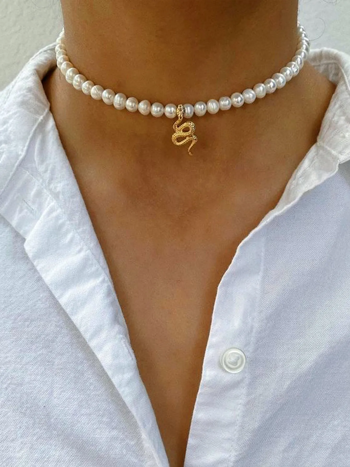 Snake Charm Beaded Choker for Women Girls Accessories Jewelry Gifts Gift for Her