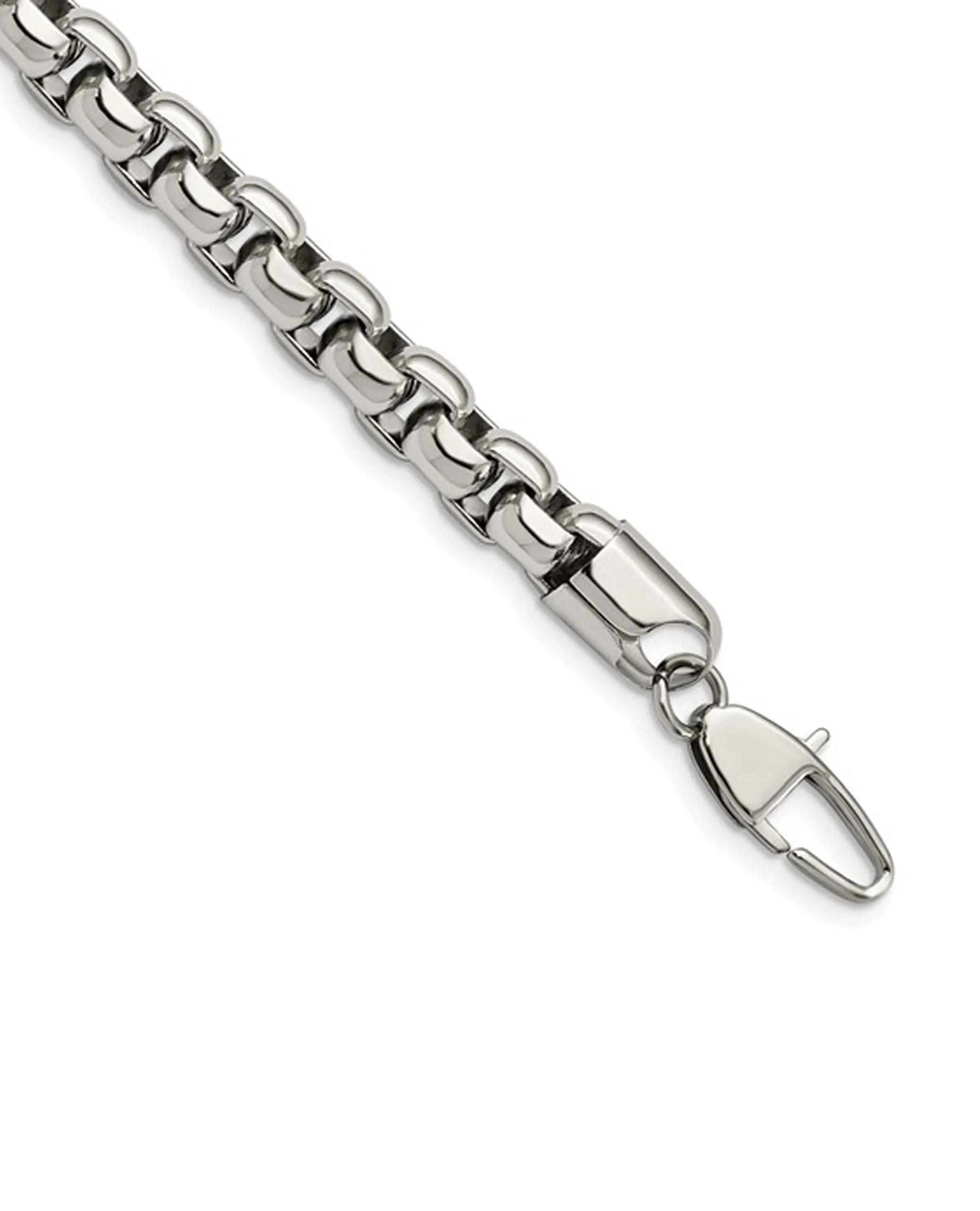 Stainless Steel Polished Rounded Box Bracelet - 9 inches