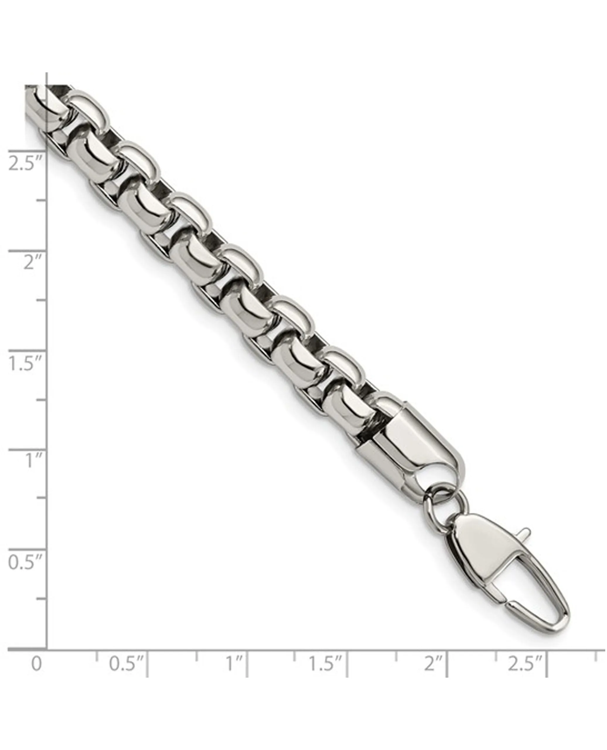 Stainless Steel Polished Rounded Box Bracelet - 9 inches