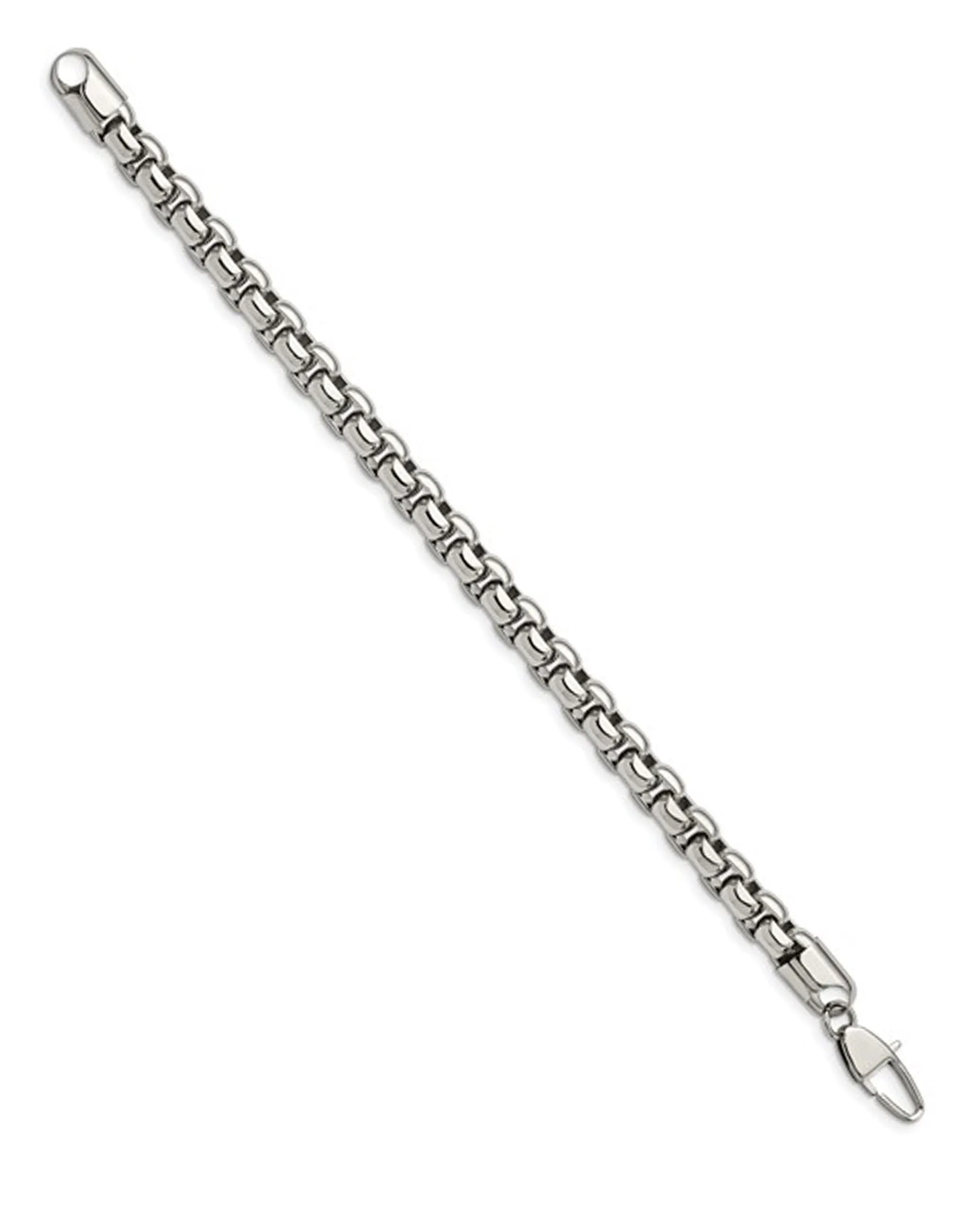 Stainless Steel Polished Rounded Box Bracelet - 9 inches