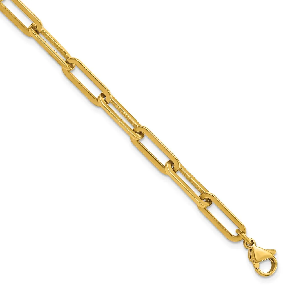 Stainless Steel Yellow Gold IP Paperclip Bracelet