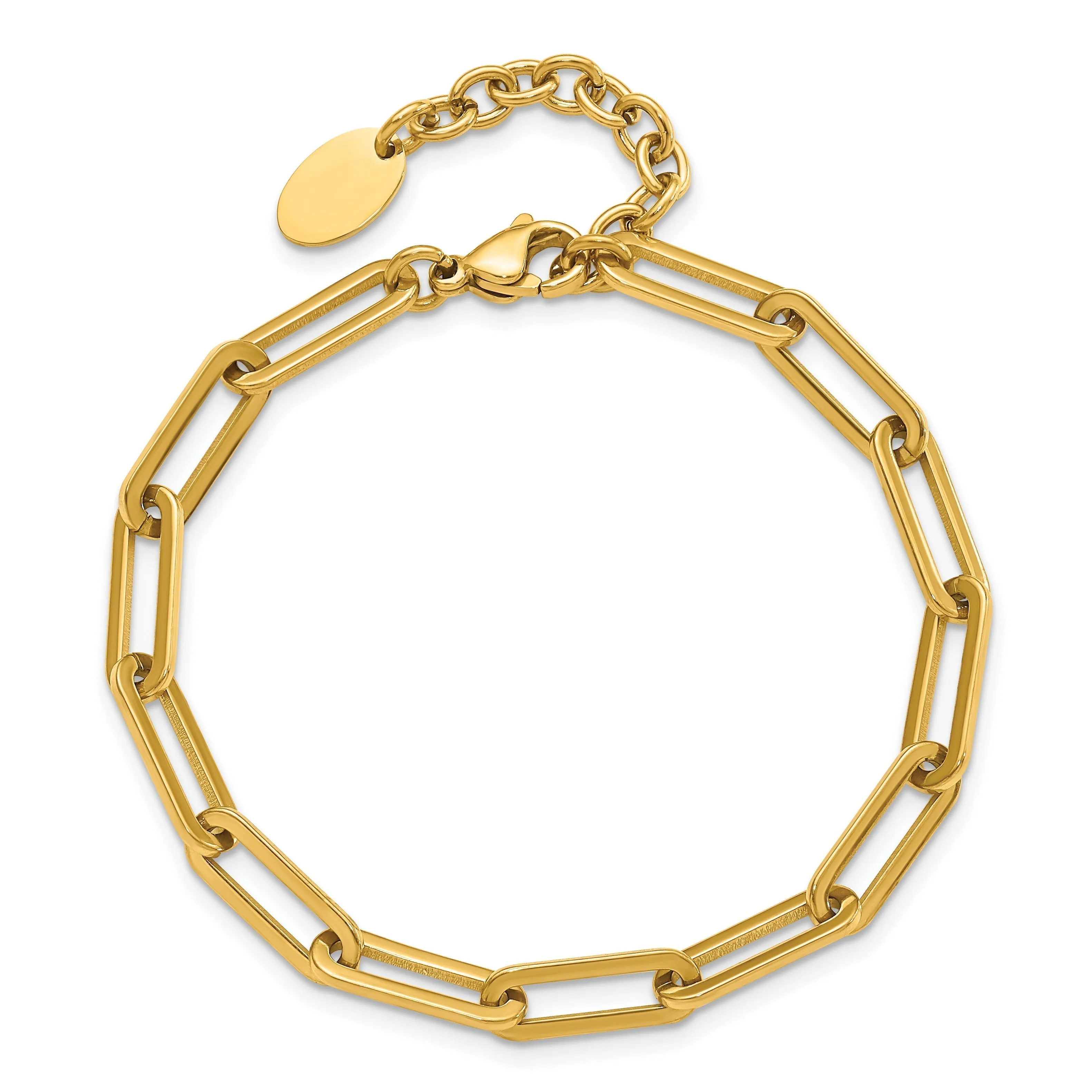 Stainless Steel Yellow Gold IP Paperclip Bracelet