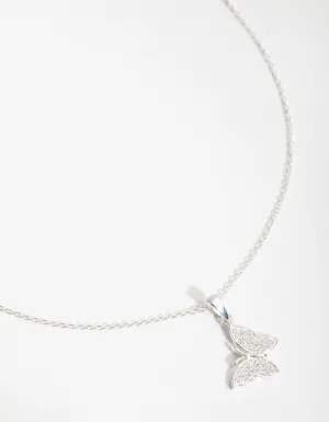 Sterling Cubic Zirconia Pave Butterfly Necklace