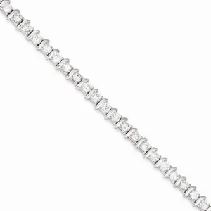 Sterling Silver & Cz Fancy Polished Bracelet