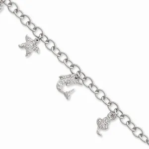 Sterling Silver Cz Charm Bracelet