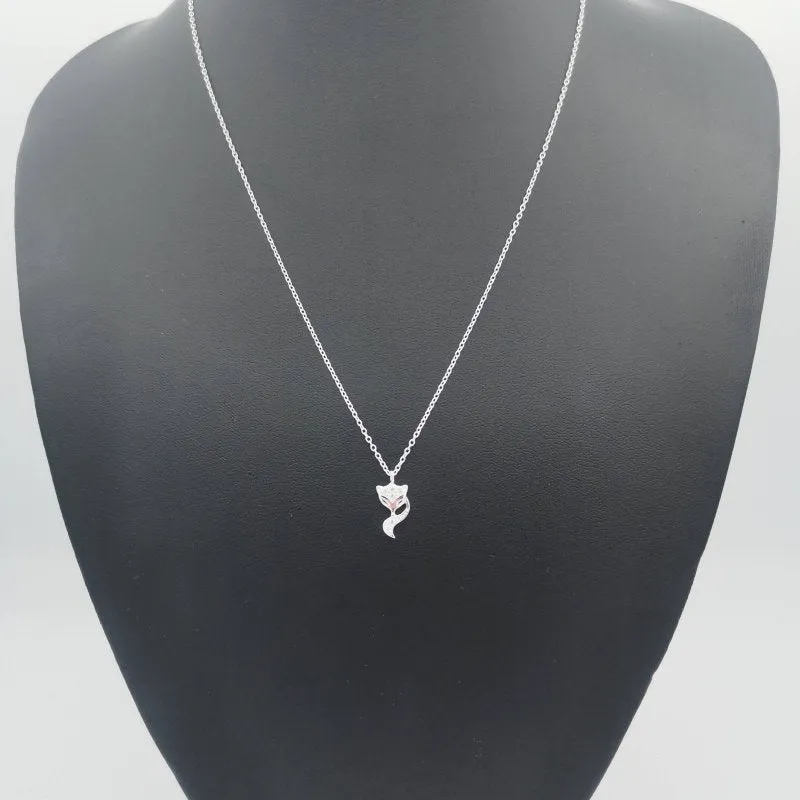 Sterling Silver CZ Fox Necklace