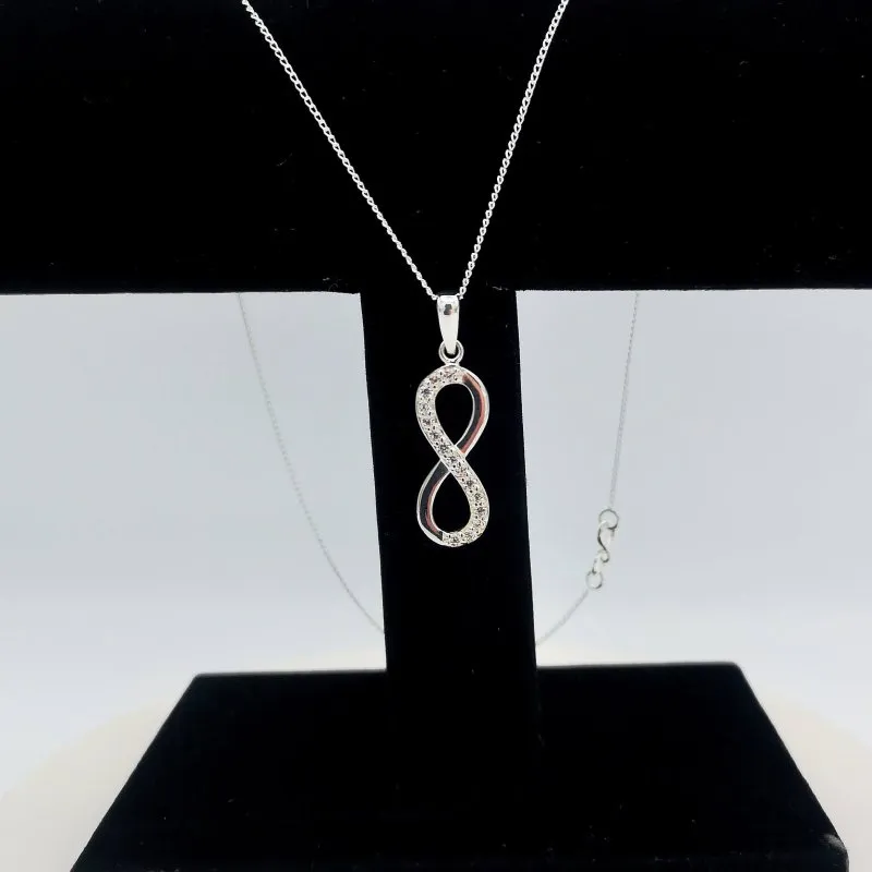 Sterling Silver CZ Infinity Pendant