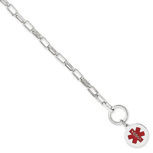 Sterling Silver Engraveable Enameled Disc Medical Id Bracelet