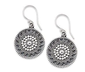 Sterling Silver Filigree Dot Design Drop Earrings by Samuel B.