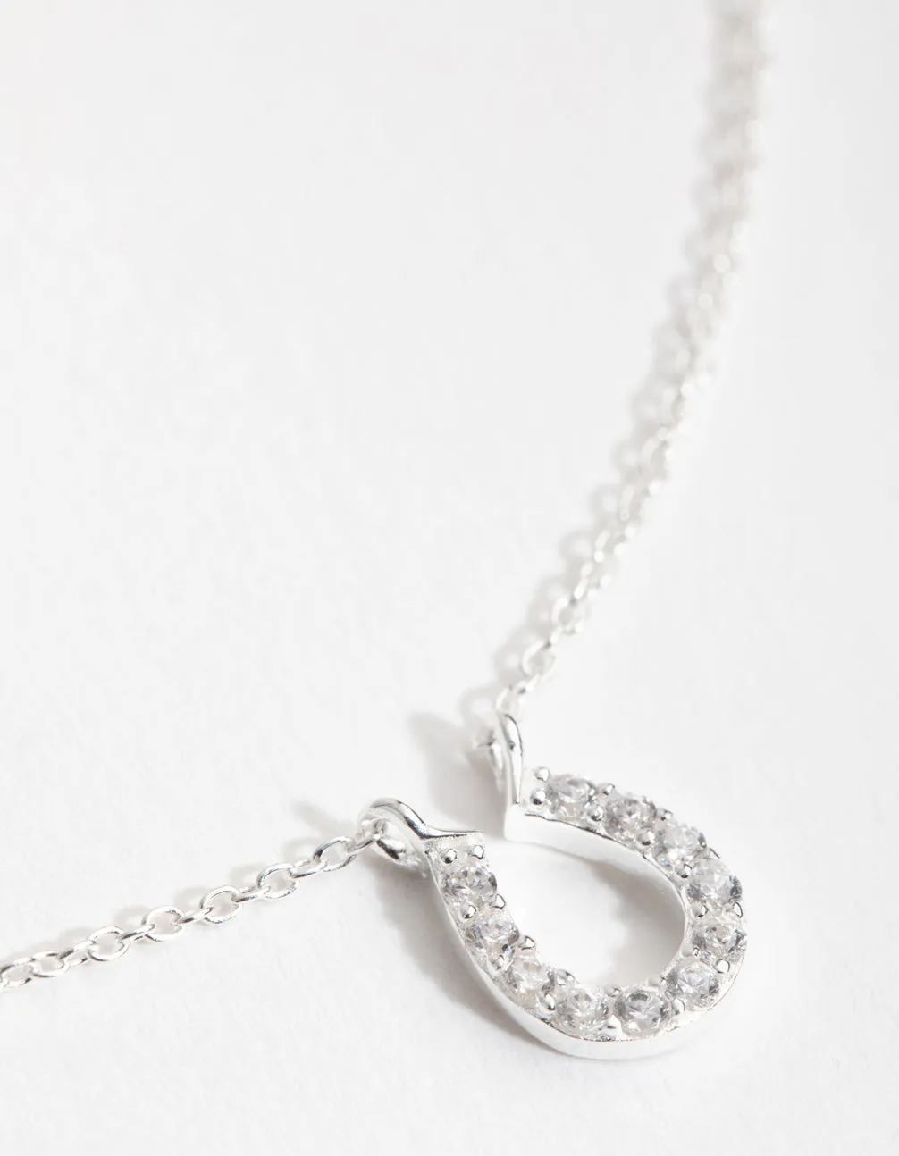 Sterling Silver Mini Pave Horseshoe Necklace