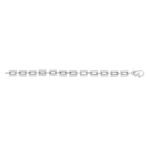 Sterling Silver Rectangular Links Women's Bracelet, 7.5"