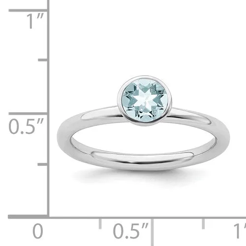 Sterling Silver Stackable Expressions High 5mm March Aquamarine Ring