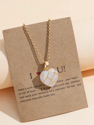 Stone Heart Pendant Necklace for Women Novelty Necklace Creative Necklace