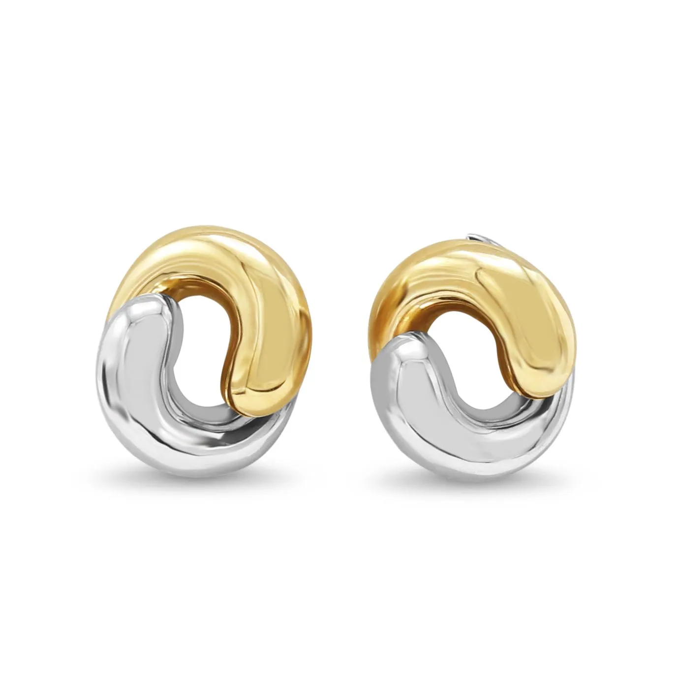 Swirl Earrings - 9ct White & Yellow Gold