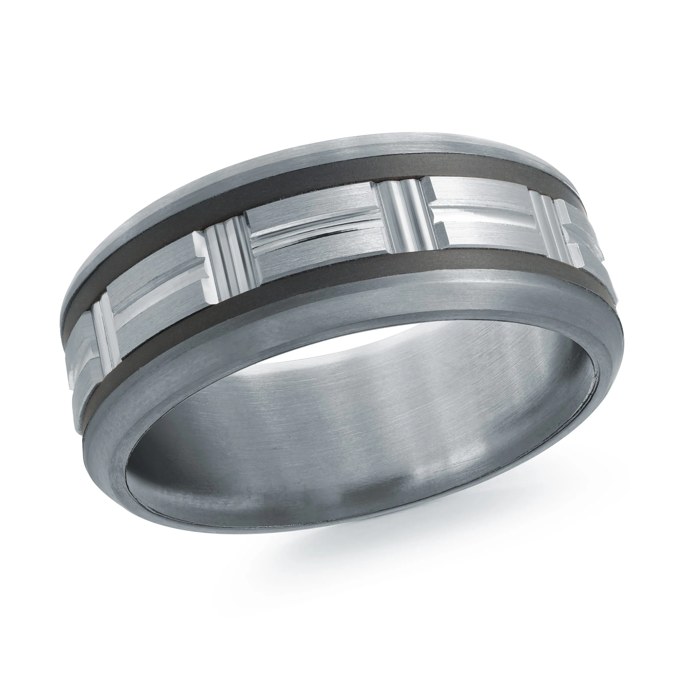 Tantalum with Carbon Fiber and 14K White Gold Ring from the Tantalum Collection by Malo - MRDTC-008-8BW