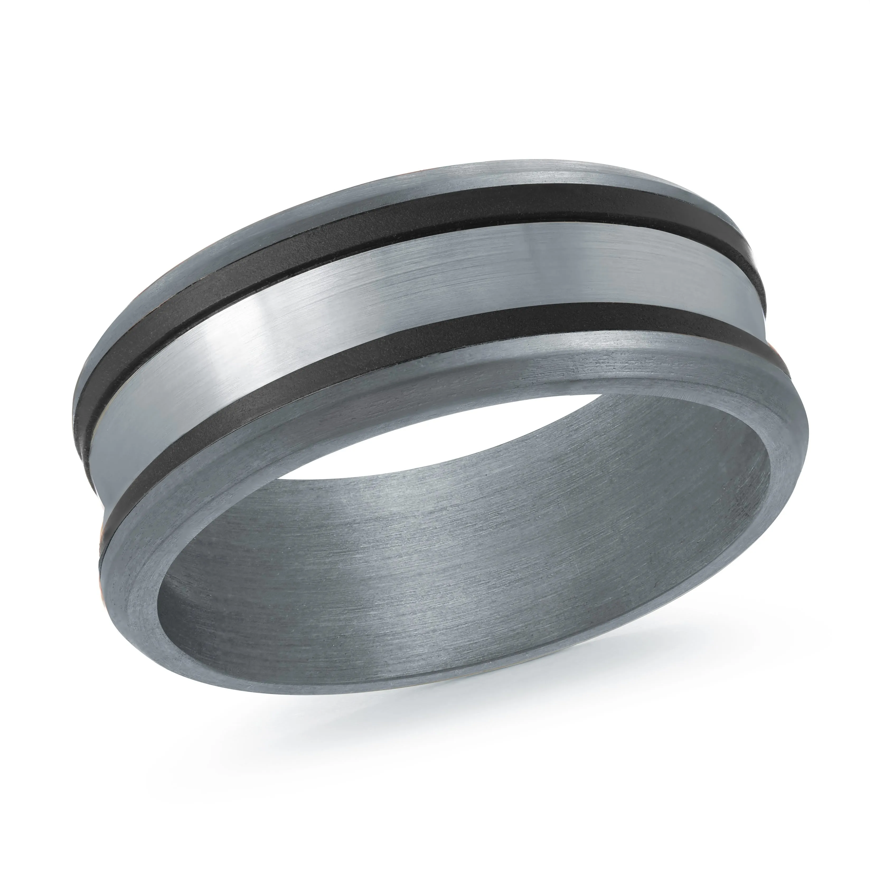 Tantalum with Carbon Fiber and 14K White Gold Ring from the Tantalum Collection by Malo - MRDTC-024-9BW