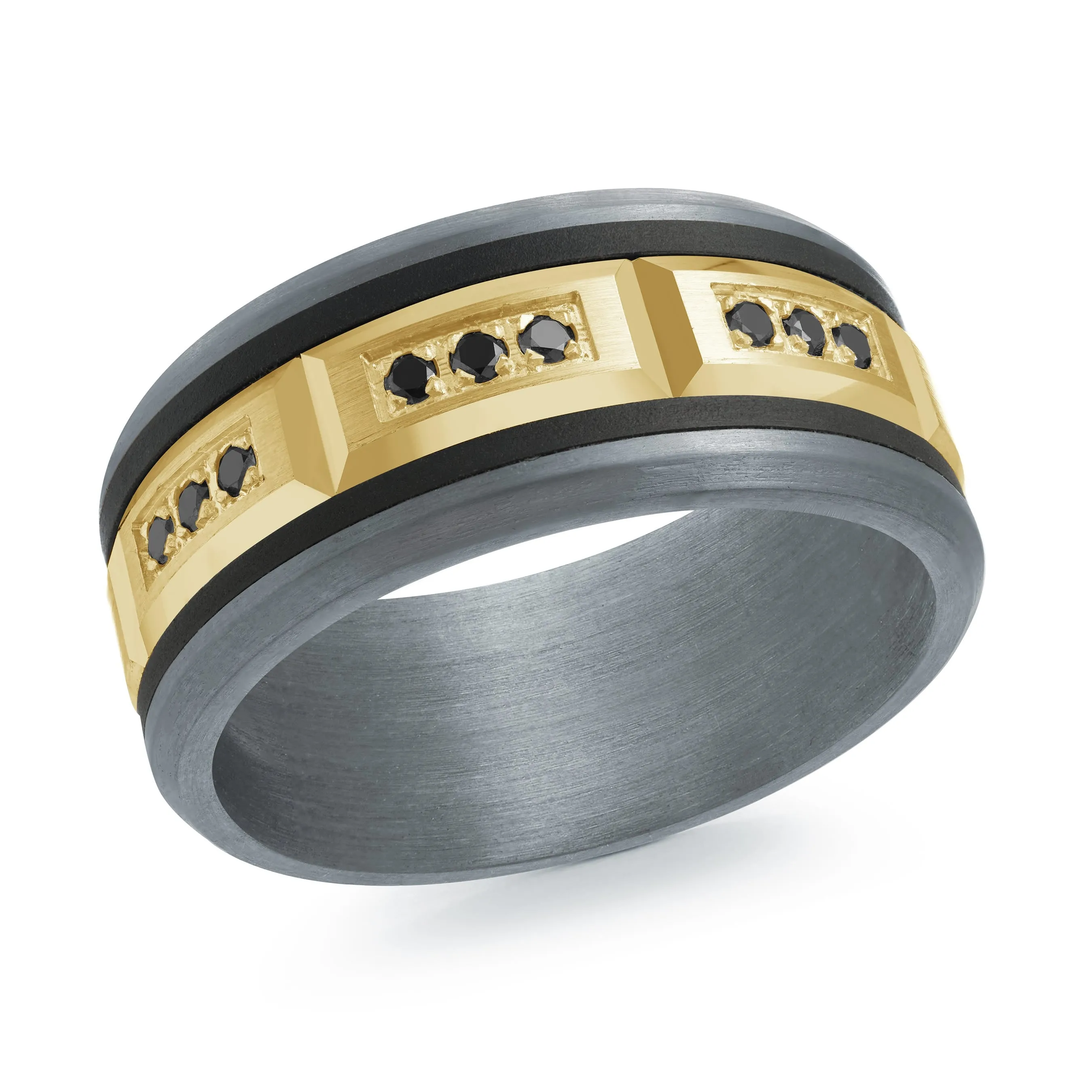 Tantalum with Carbon Fiber and 14K Yellow Gold Ring from the Tantalum Collection by Malo - MRDTC-005-9BYBD