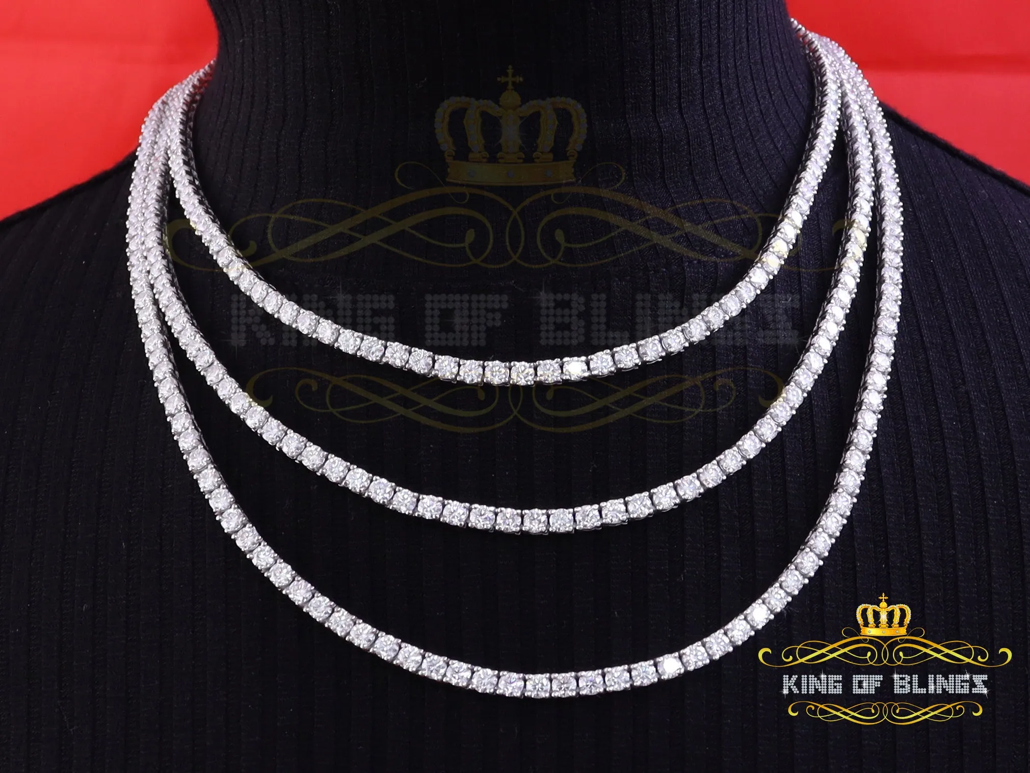 Tennis Necklace 925 Silver White 47.18ct Moissanite size 22 inch & Width 4mm