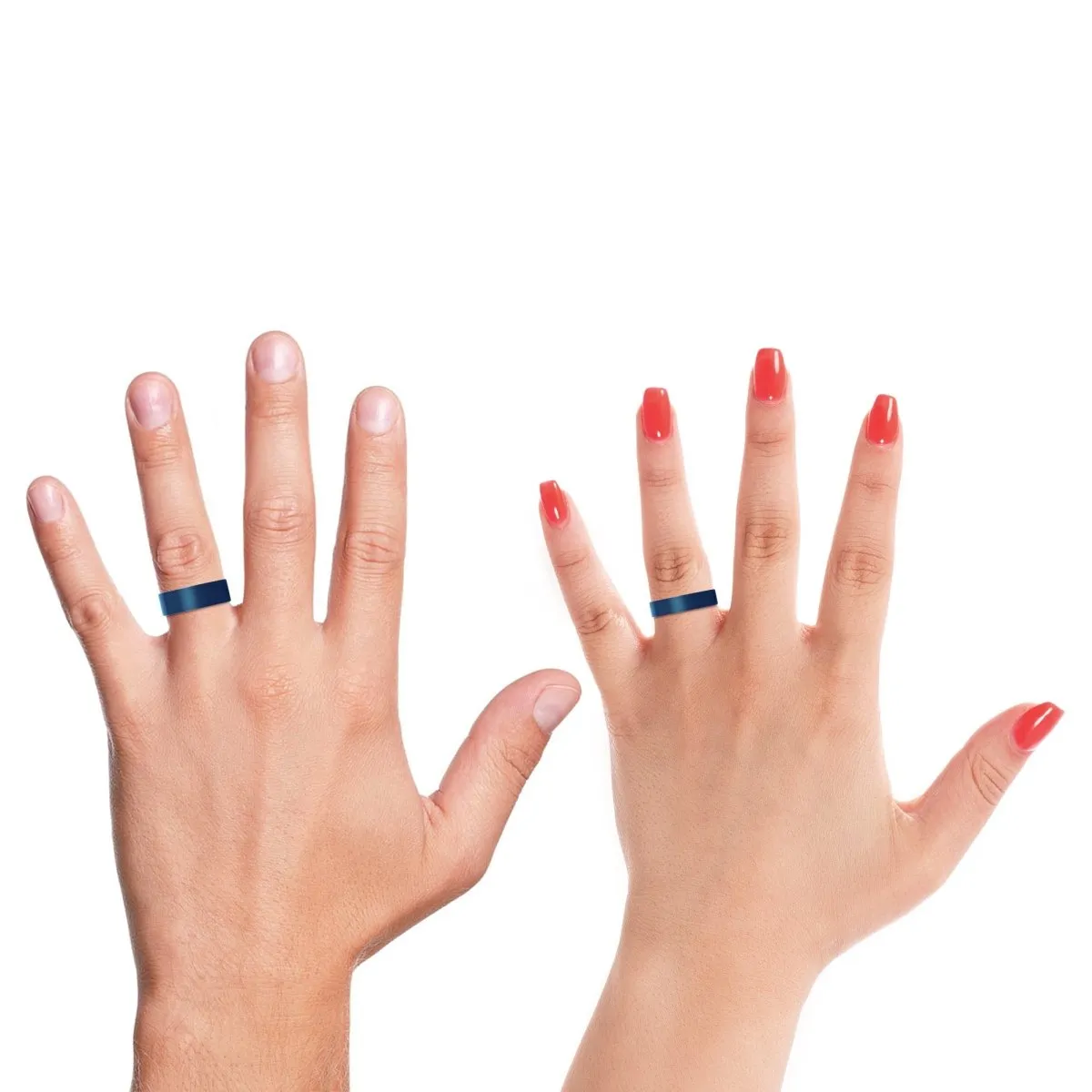 THEO | Red Ring, Blue Tungsten Ring, Brushed, Flat