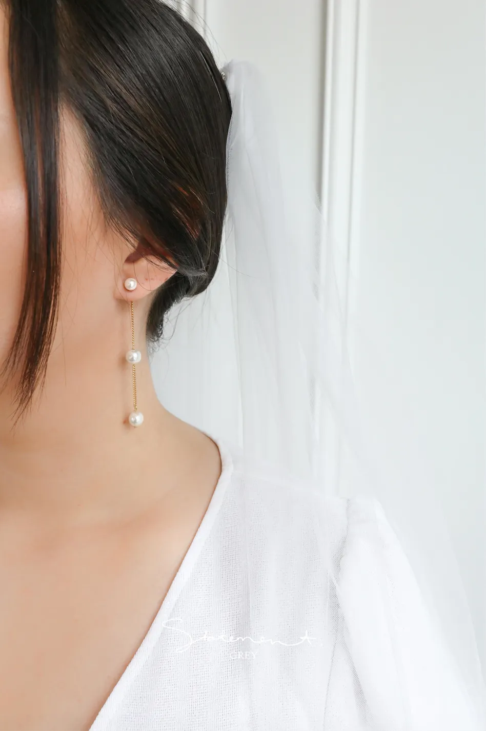 Three Pearl Station Earrings