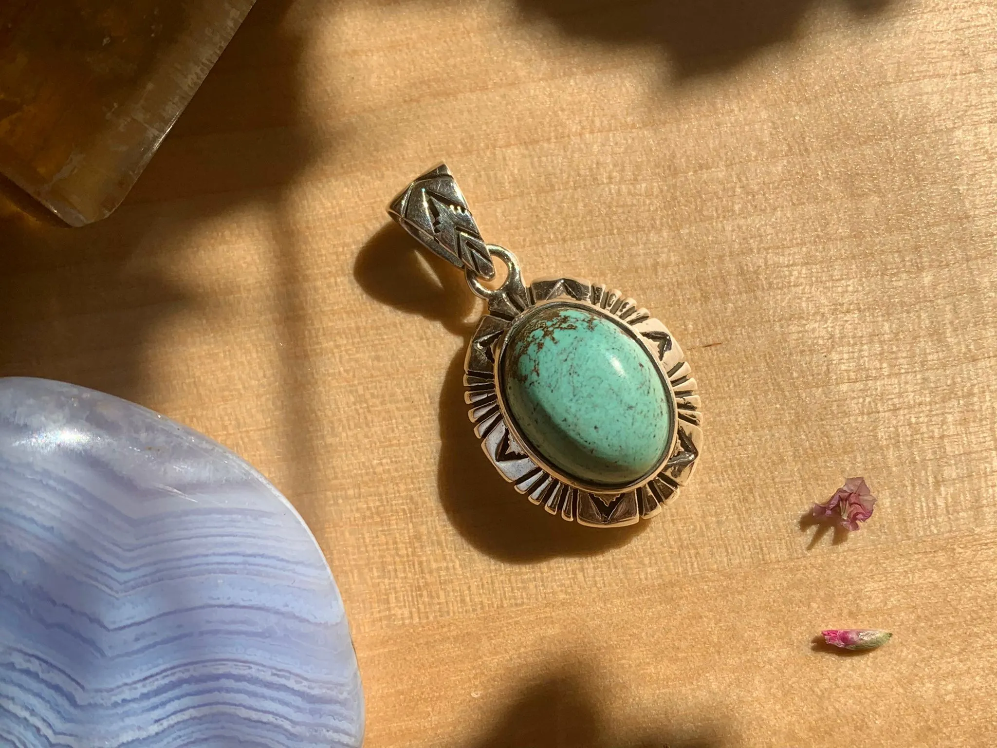 Tibetan Turquoise Zuma Pendant - Small Oval