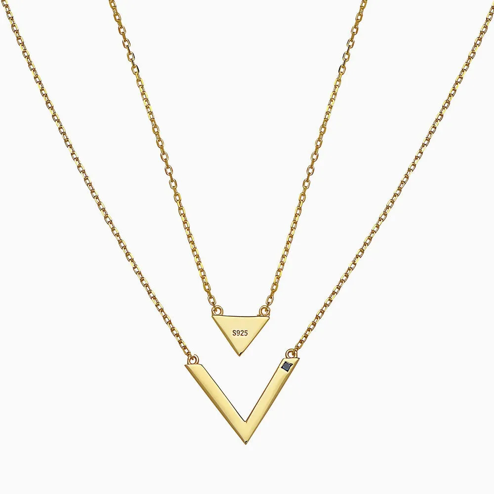 TRIANGLE BLACK DIAMOND V YELLOW NECKLACE