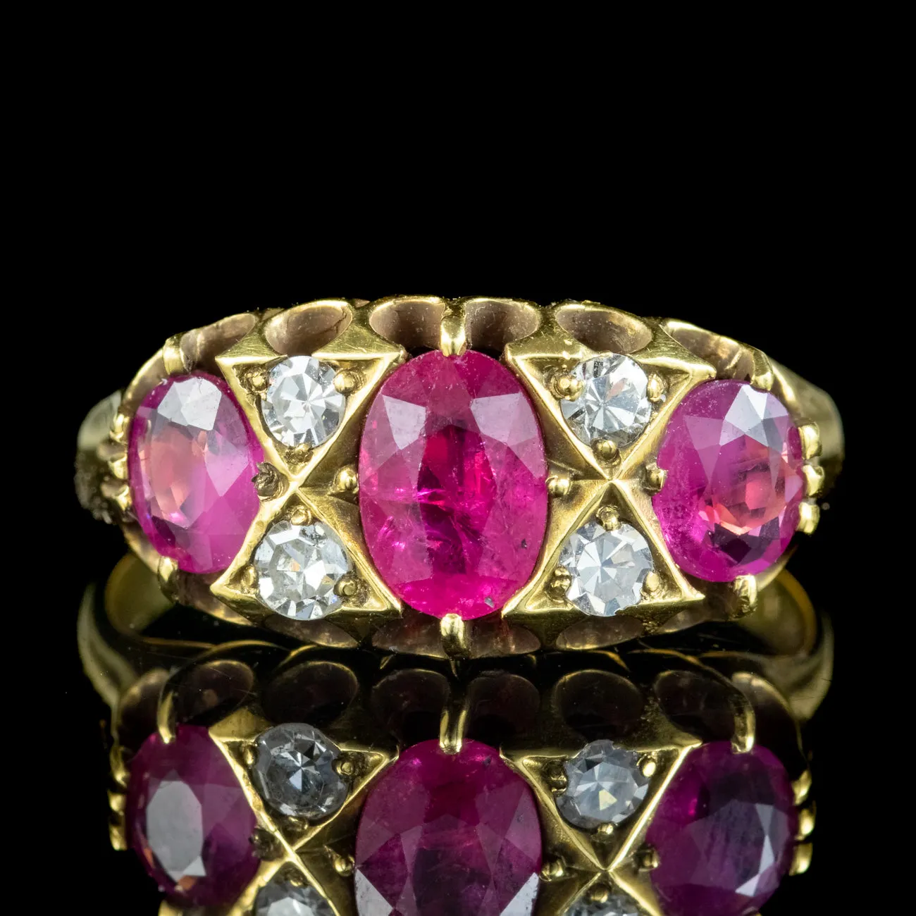 Victorian Style Ruby Diamond Ring 1.8ct Ruby